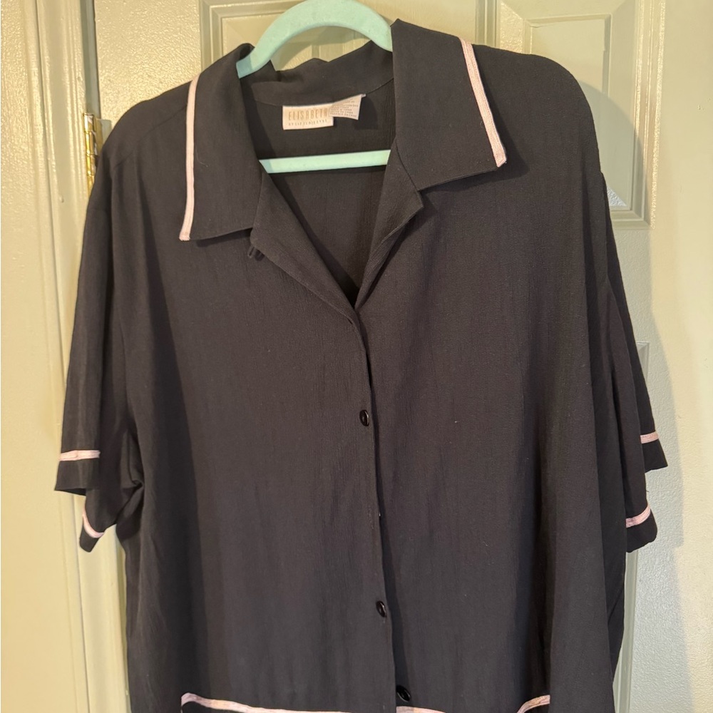 Liz Claiborne Black Blouse with Pink Accents